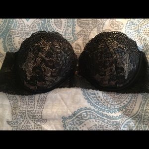Black Lace Strapless bra by Victoria Secret.